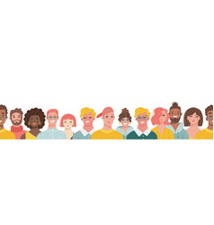 Seamless Border Made Of Diverse People In Row