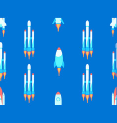 Spaceships Seamless Pattern Orbital Launch