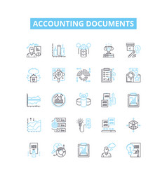 Accounting Documents Line Icons Set