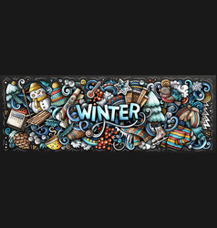 Winter Cartoon Doodle Banner Funny Seasonal Design