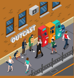 Beggars At Street Isometric