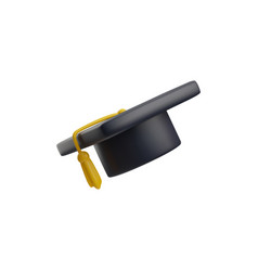 Black Graduation Cap With Yellow Tassel 3d Style