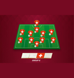 Football Field With Switzerland Lineup