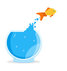 Goldfish Jumping Out Of Bowl Aquarium