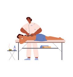 Relaxing Woman Lying On Massage Table Flat Style