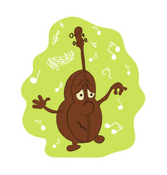 Brown Cello Cartoon Sad