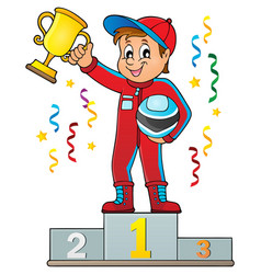 Car Racer Holding Trophy Theme Image 2