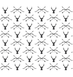 Seamless Vintage Hunting Pattern With Deer And Bow