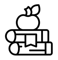 Apple On Book Stack Icon Outline