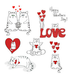 Cute Cats In Love Valentines Day Set