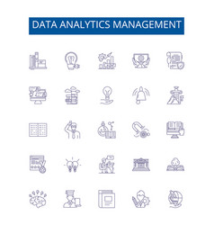 Data Analytics Management Line Icons Signs Set