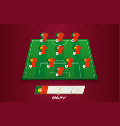 Football Field With Portugal Team Lineup