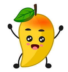 Kawaii Cheerful Mango Cartoon Character