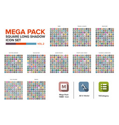 Mega Pack Square Icon Set Bundle Long Shadow