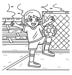 Soccer Girl Balancing Ball On Knee Coloring Page