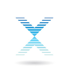 Blue Striped Icon For Letter X