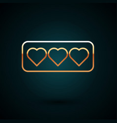 Gold Line Like And Heart Icon Isolated On Dark