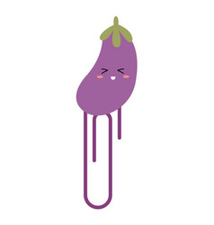 Hand Drawn Paper Clips With Eggplant Cute Funny