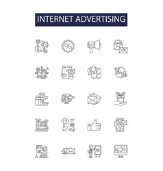 Internet Advertising Line Icons And Signs