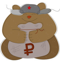 Russian Bear With A Bag Of Rubles