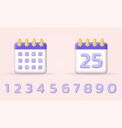 Calendar 3d Icon With 123456789 Numbers