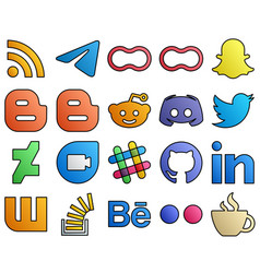 Filled Line Style Social Media Icon Set Tweet