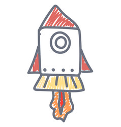 Hand Drawn Rocket Spacecraft Launch In Kid