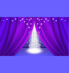 Show Must Go On Purple Ajar Curtain On Stage