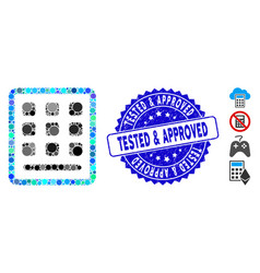 Collage Keypad Icon With Grunge Tested Approved