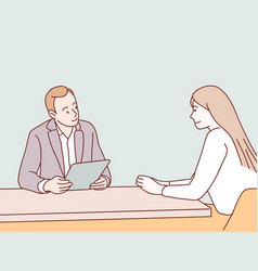 Manager Office Interview Smiling Woman Taking Job