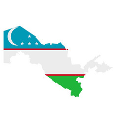 Flag In Map Uzbekistan