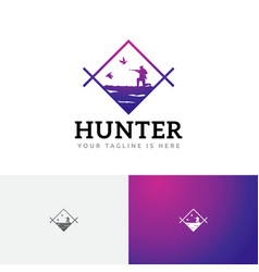 Hunter Shot Duck Hunting Season Vintage Style Logo