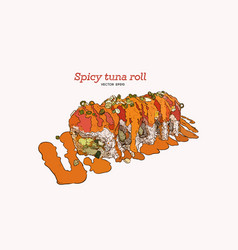 Spicy Tuna Roll Hand Draw Sketch