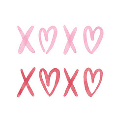 Xoxo Watercolor Romantic Phrase With Sketch Heart