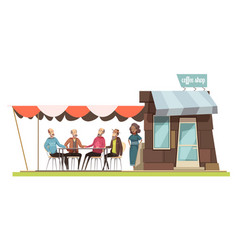 Family In Coffee Shop Design Composition