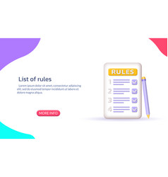 Rules List Banner With 3d Icon Regulation