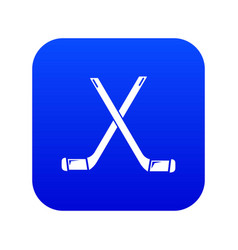 Two Crossed Hockey Sticks Icon Blue