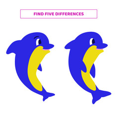 Find Five Differences Between Cartoon Dolphins