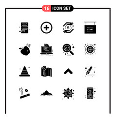 Set 16 Commercial Solid Glyphs Pack For Laptop