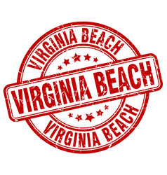 Virginia Beach Red Grunge Round Vintage Rubber