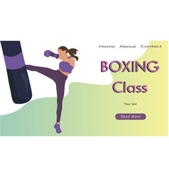 Young Woman Training Kick Boxing In Gym Flat