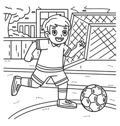 Boy Chasing Soccer Ball Coloring Page For Kids