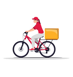 Female Bike Courier In Red Semi Flat Rgb Color