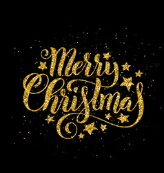 Gold merry christmas party handwritten lettering Vector Image