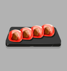 Cartoon Strawberry Mochi On The Stone Tray