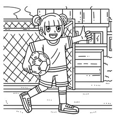 Girl Holding Soccer Ball Coloring Page For Kids