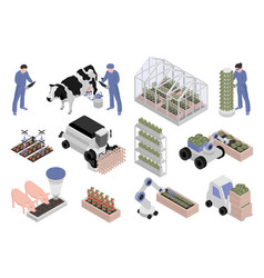 Greenhouse Farming Isometric Elements Constructor