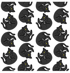 Moon Black Cat Seamless Pattern Halloween