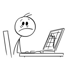 Shocked Businessman And Falling Graph On Computer