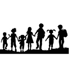 Silhouette Of Children On White